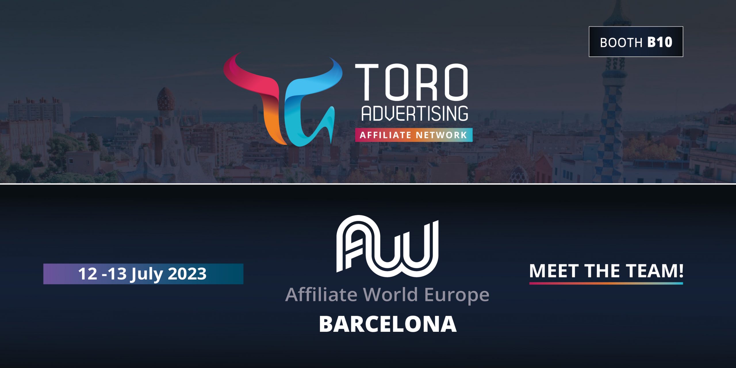 TORO Advertising is attending the world’s #1 performance marketing conference #AW Europe, Barcelona on 12-13 July 2023. Stop by booth B10 and say hello to the team!